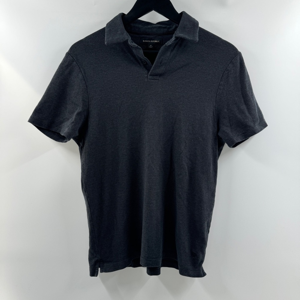 Banana Republic Two-Tone Grey Striped Polo Shirt | Men’s Size Medium